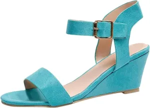 Ladmiple Wedge Sandals for Women Dressy Casual Summer Ankle Strap Open Toe Low Heel Platform Espadrilles Slip on Sandal