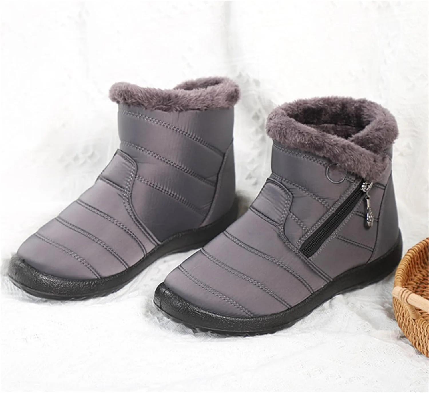 Lausiuoe Snow Boots For Women Waterproof Insulated Non Slip Winter Fur Lining Comfortable Outdoor Ankle Booties Shoes