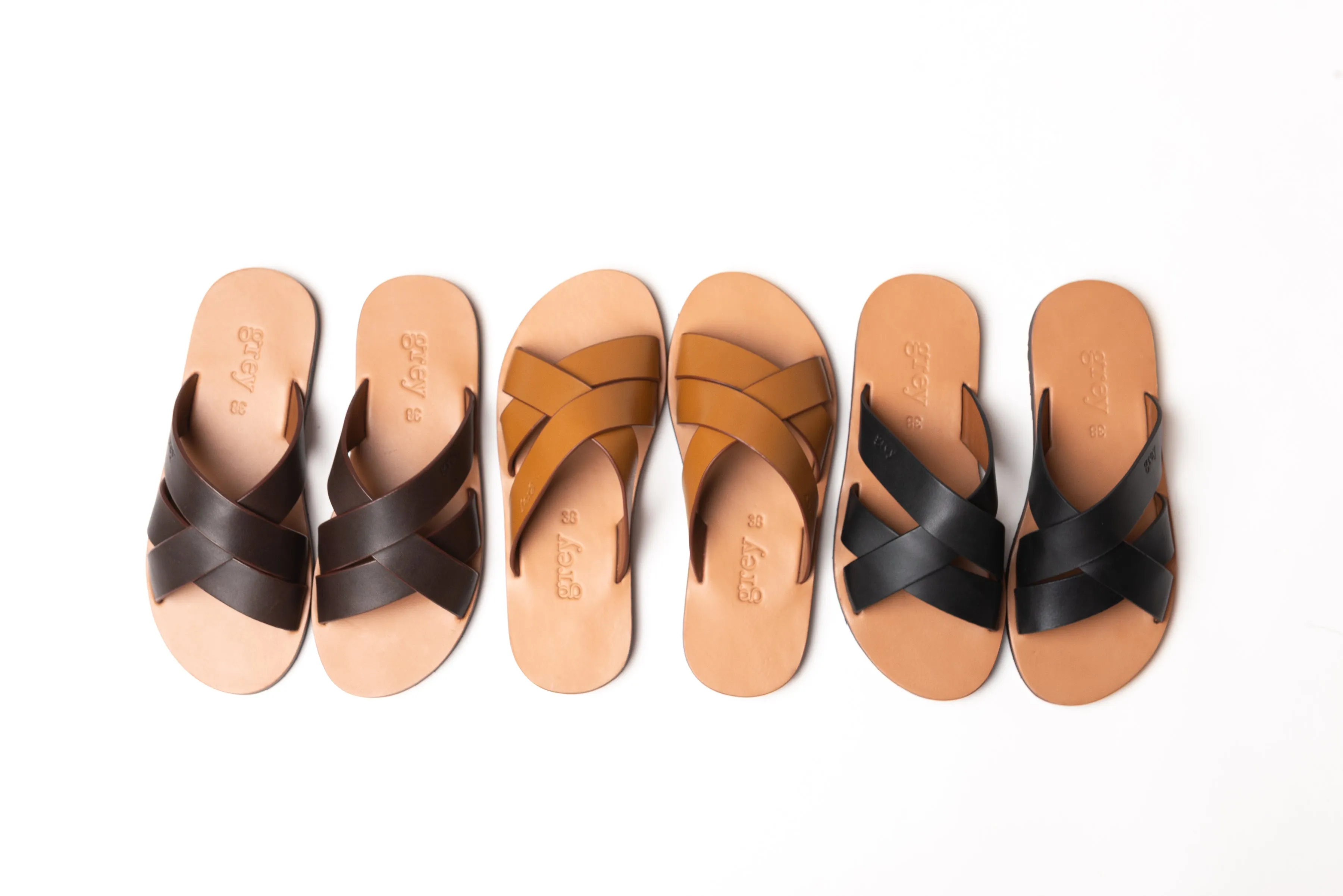 Leadon Leather Slip-On Slides in Oak