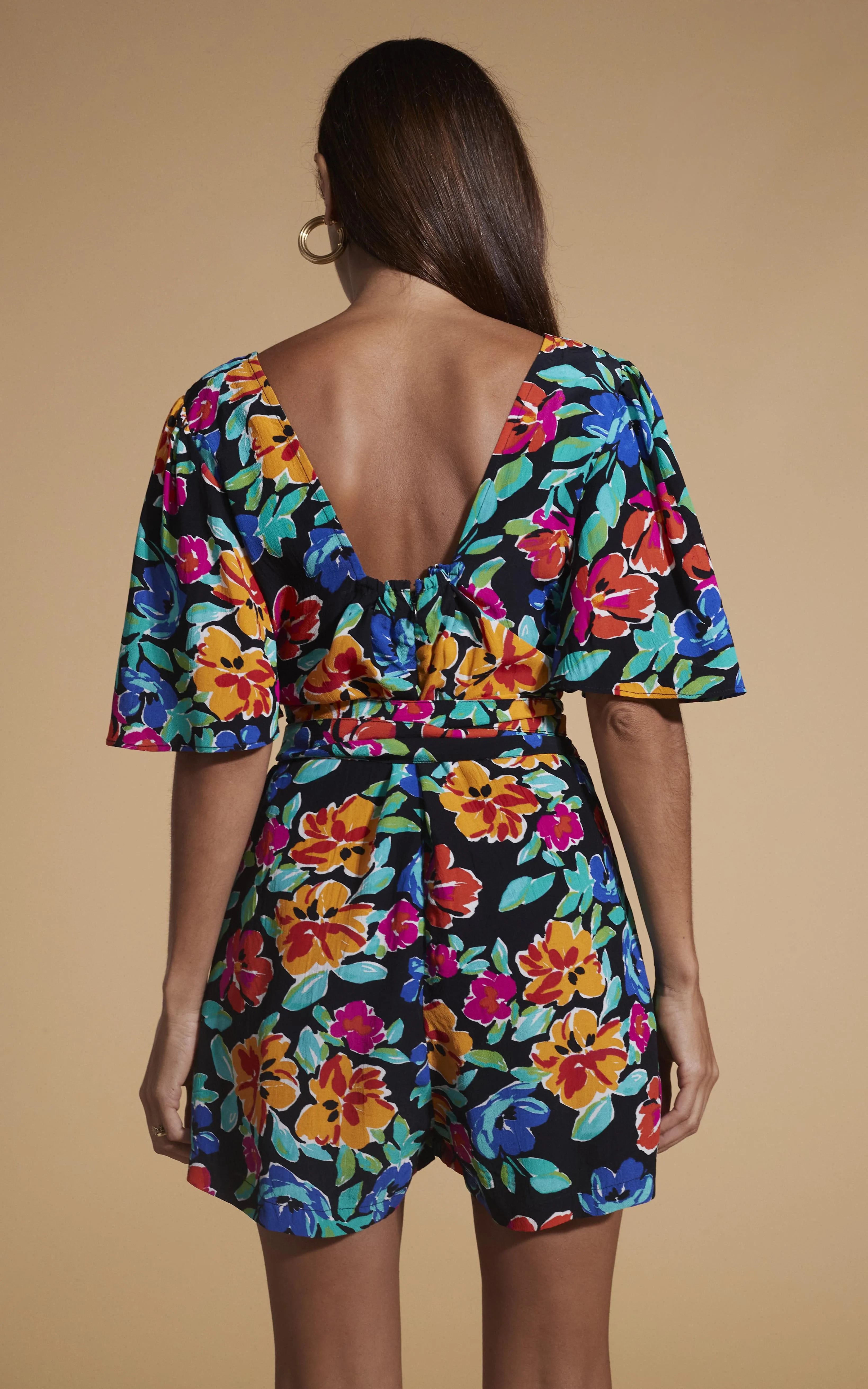 Merlin Playsuit In Retro Floral