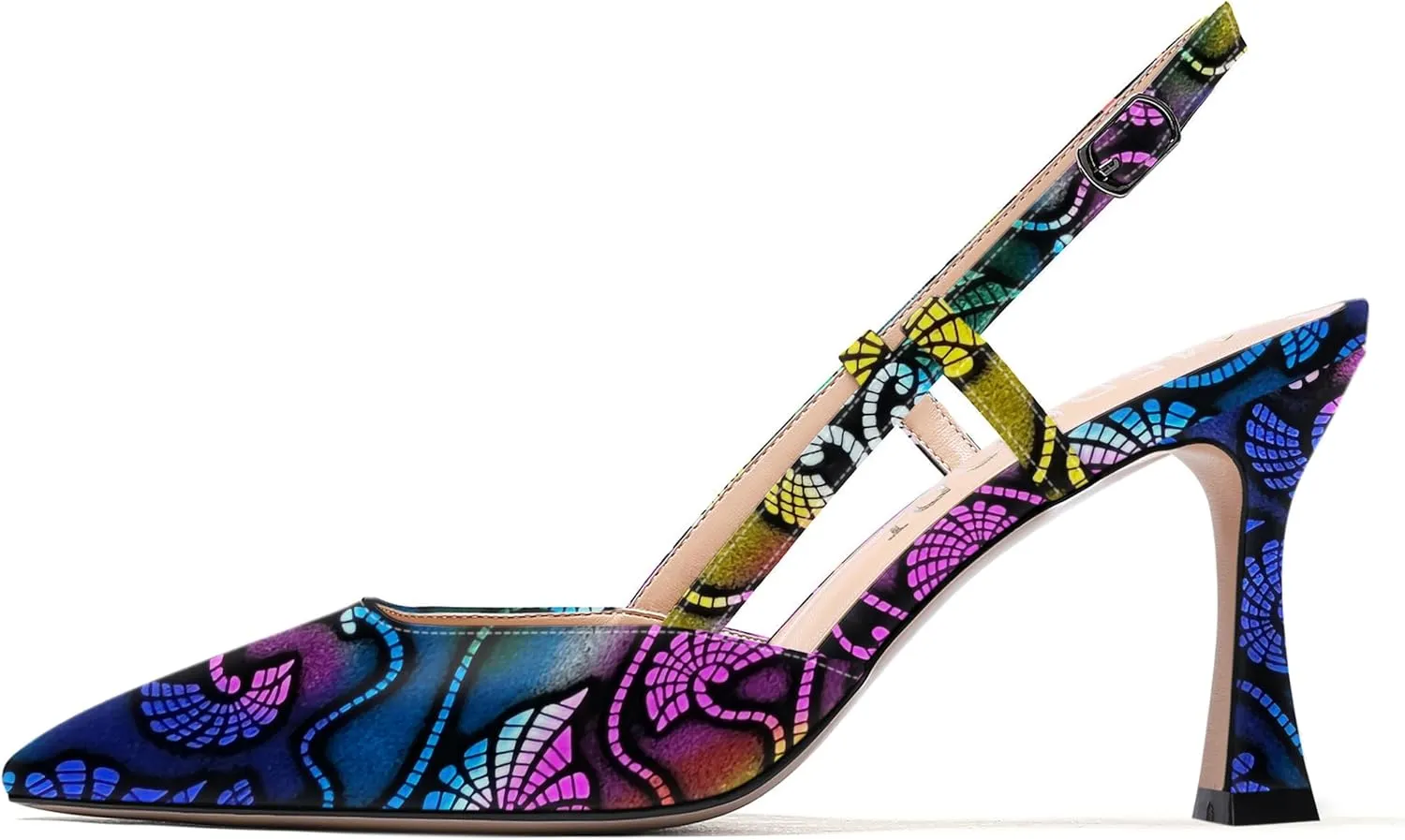 MERRORI Womens Dress Wedding Buckle Patent Pointed Toe Slingback Spool High Heel Pumps Shoes 3.3 Inch