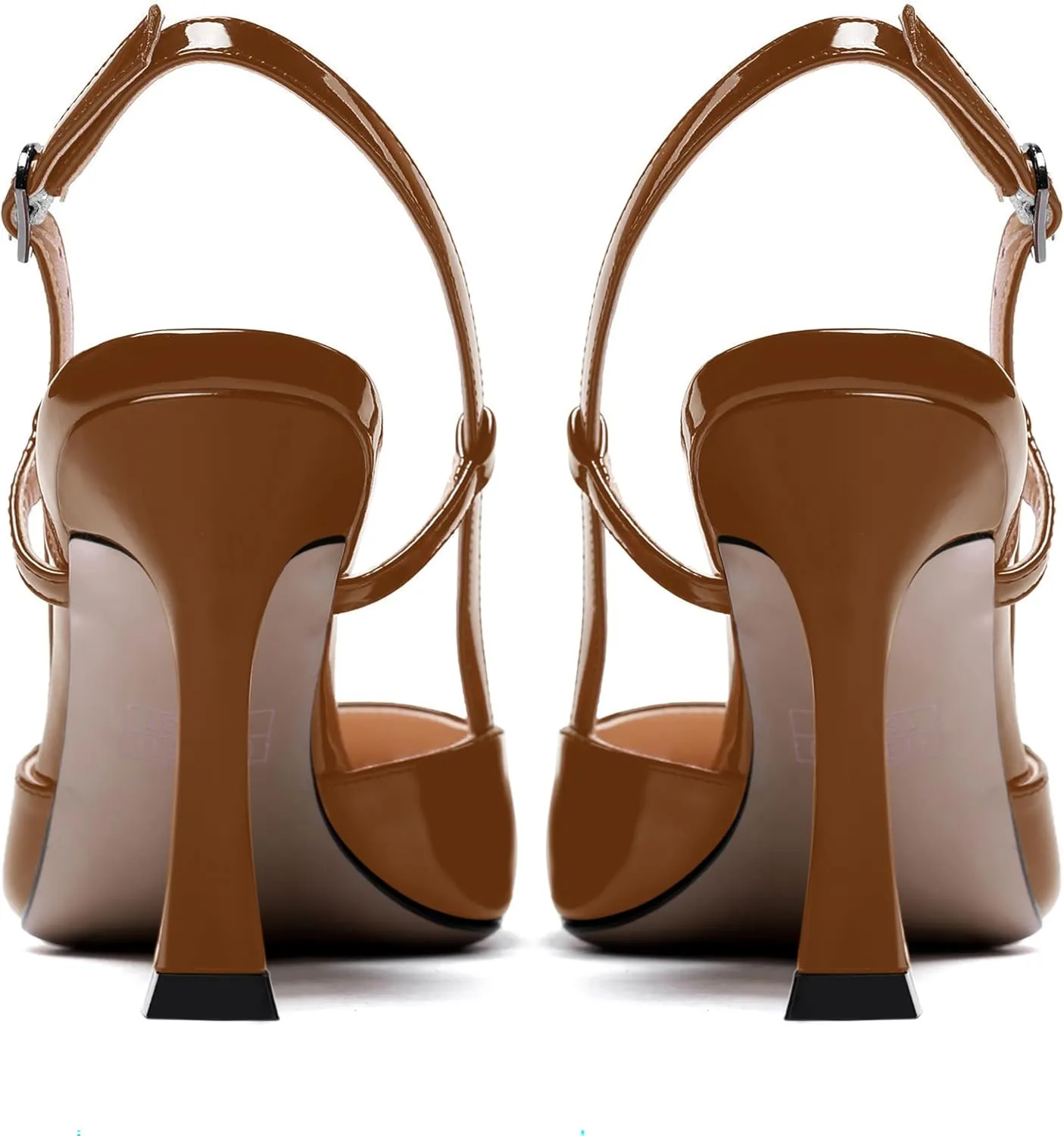 MERRORI Womens Dress Wedding Buckle Patent Pointed Toe Slingback Spool High Heel Pumps Shoes 3.3 Inch