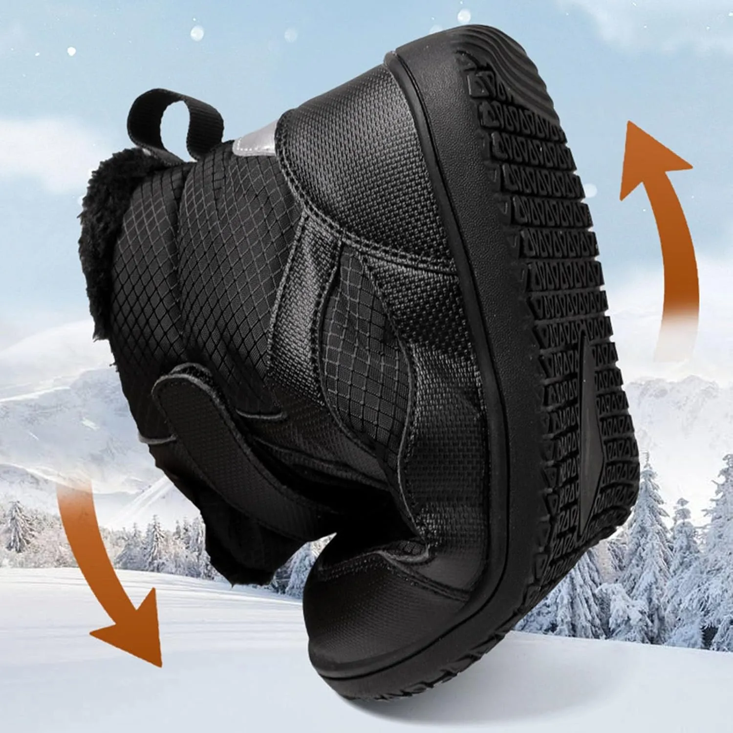 Open Toe Fuzzy Snow Booties For Boys Kids Childrens Leather Flat Non Slip Shoes Outdoor Running Warm Lightweight Boots