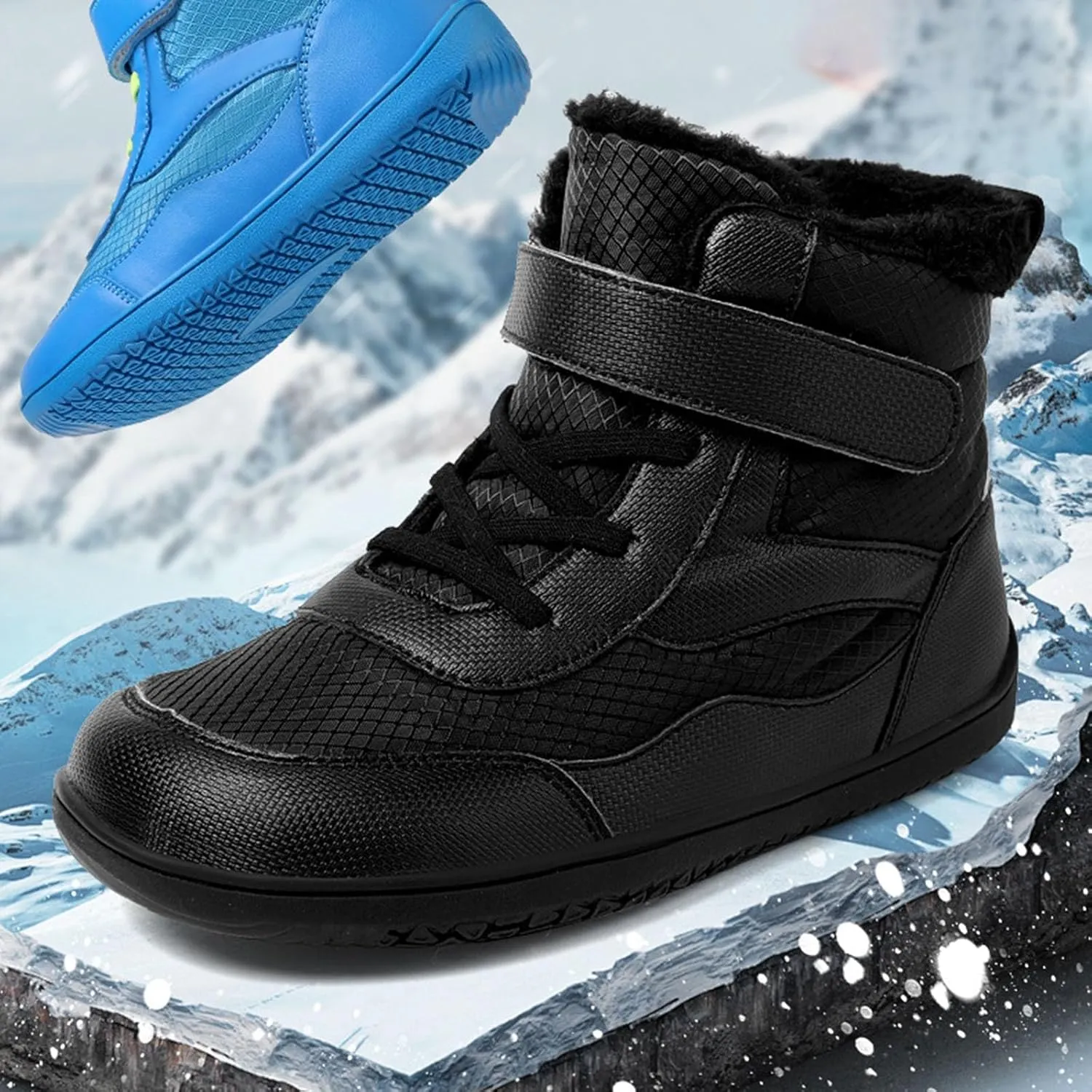 Open Toe Fuzzy Snow Booties For Boys Kids Childrens Leather Flat Non Slip Shoes Outdoor Running Warm Lightweight Boots