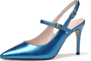SAMMITOP Women's Pointed Toe Mary Jane Pumps Slingback High Heel Dress Shoes