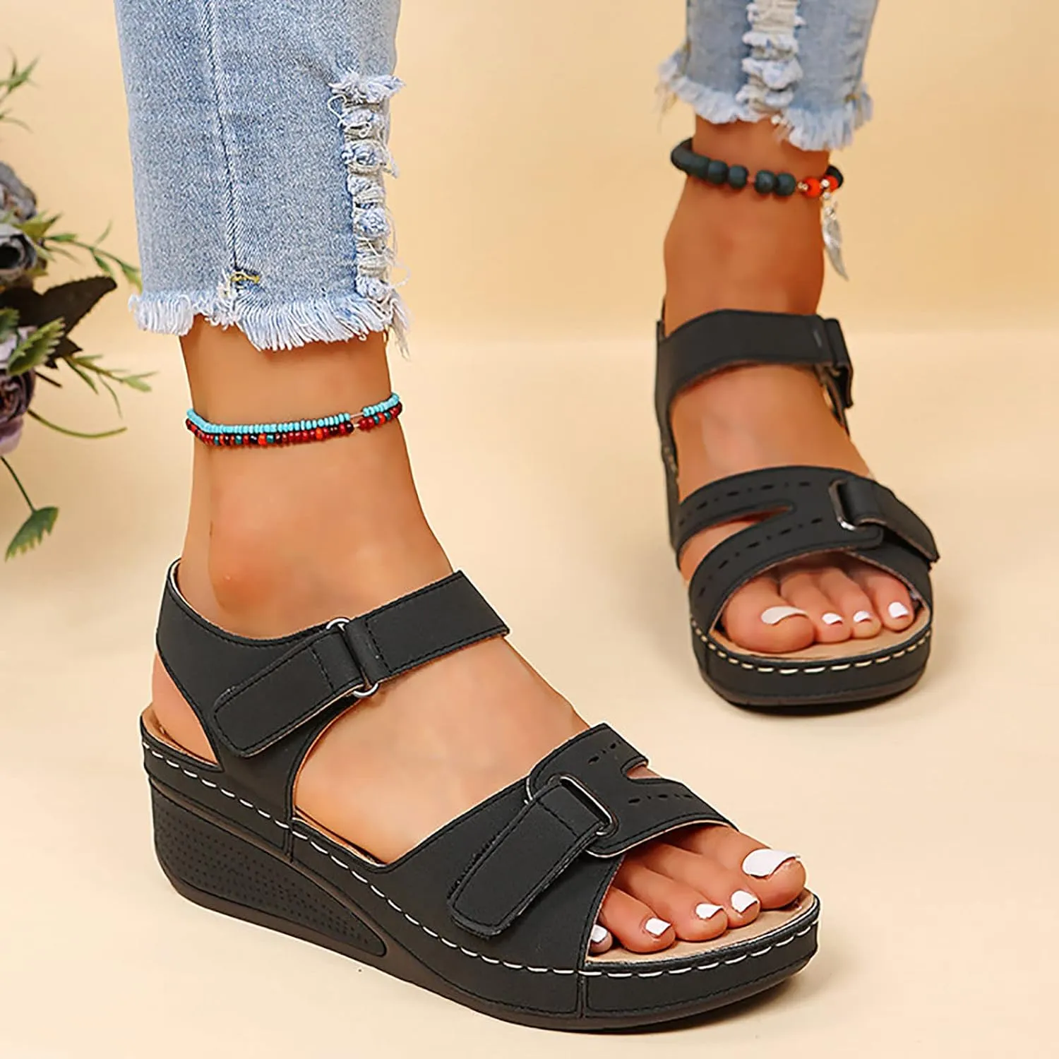 Shoes for Bunions and Wide Feet Women Sandalias Para Mujer Elegantes En Rojo White Sandals Women Comfort Arch Supports for Plantar Fasciitis Womens Orthopedic Shoes Slip On Heels for Women Dressy