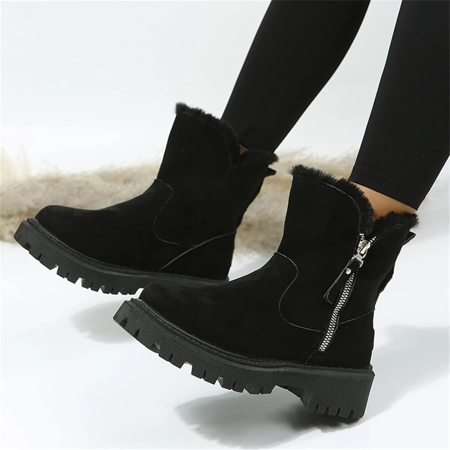 Trending Winter Boots For Women 2024 Snow Boots Fur Lined Warm Fuzzy Fashion Slip On Loafers Shoes Ankle Booties