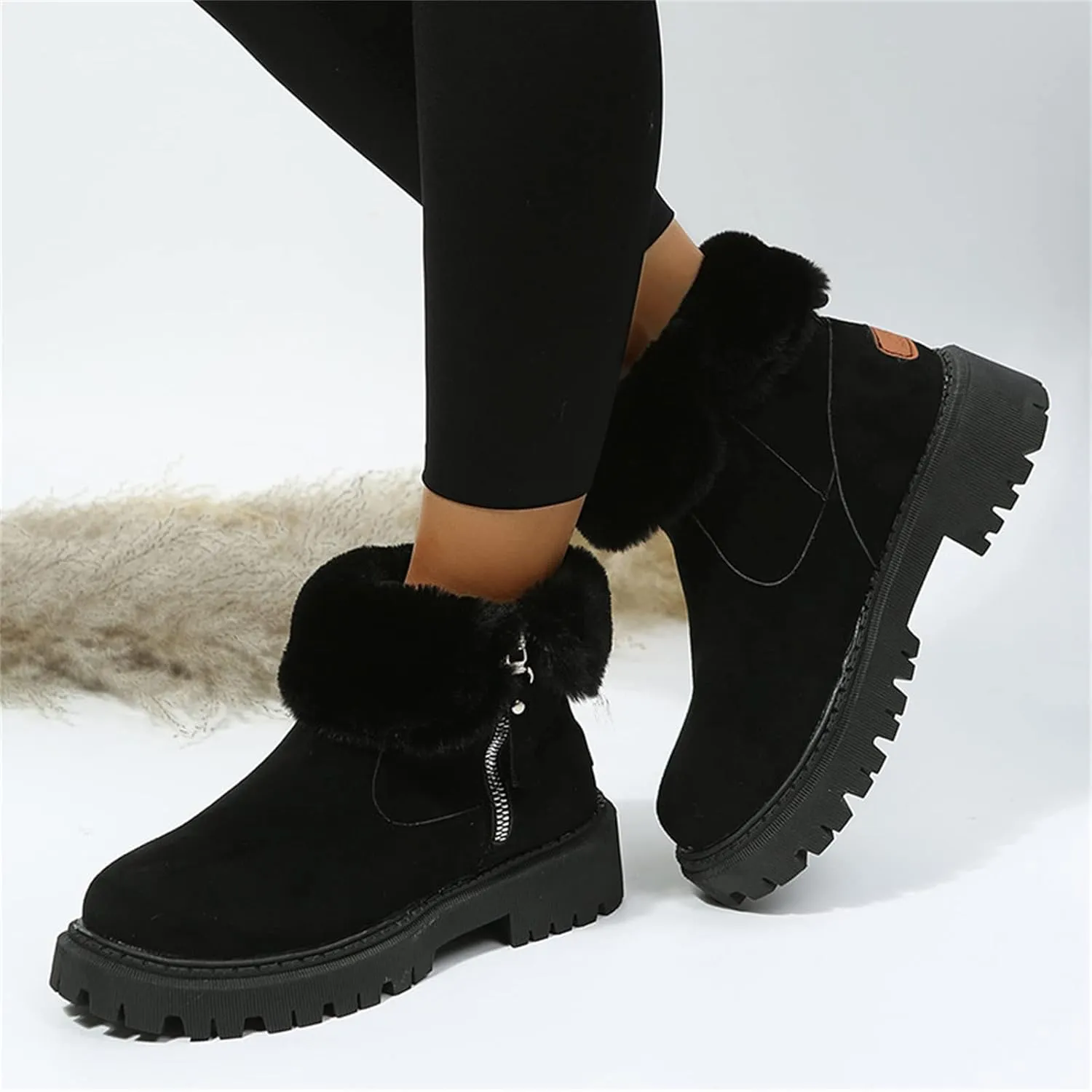 Trending Winter Boots For Women 2024 Snow Boots Fur Lined Warm Fuzzy Fashion Slip On Loafers Shoes Ankle Booties