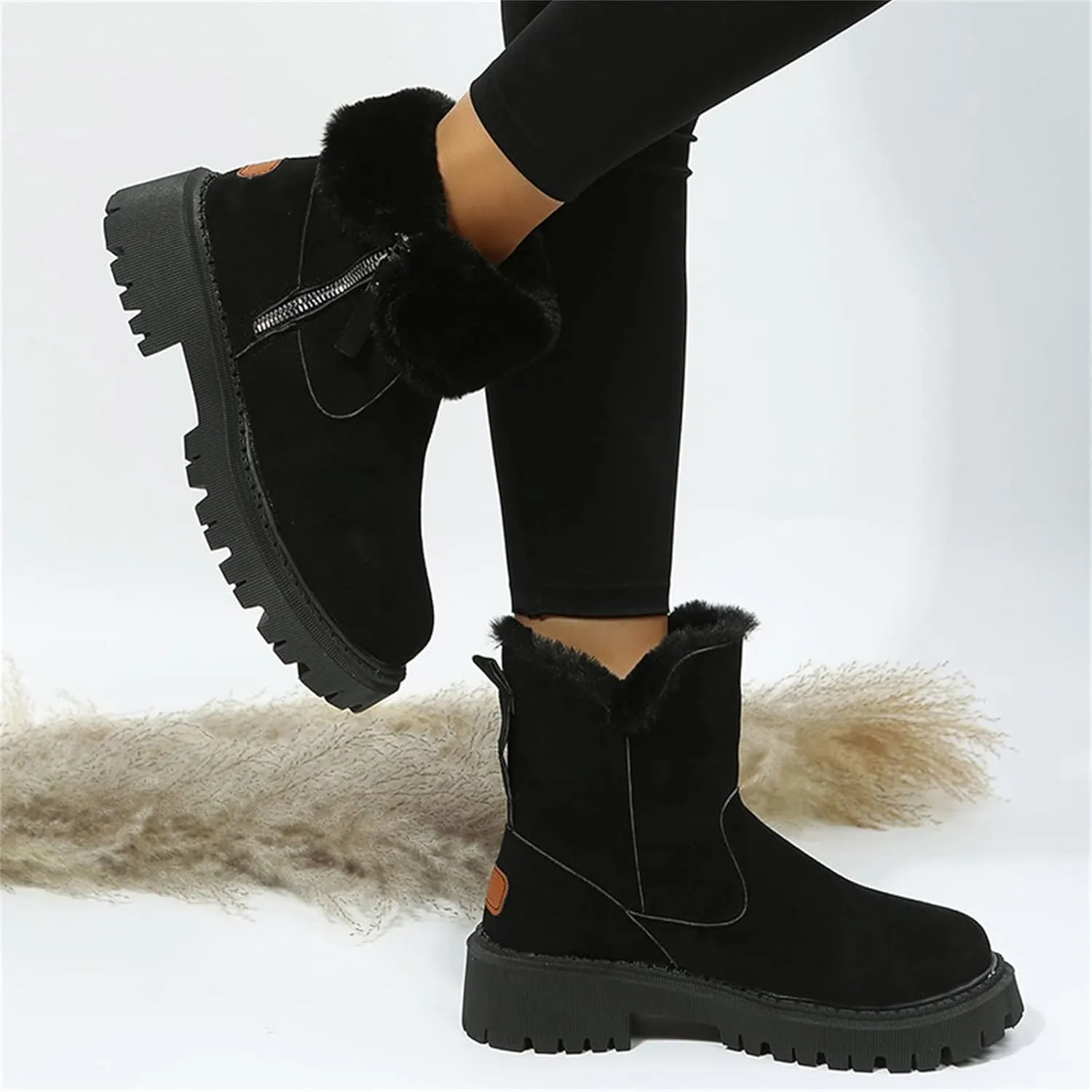 Trending Winter Boots For Women 2024 Snow Boots Fur Lined Warm Fuzzy Fashion Slip On Loafers Shoes Ankle Booties