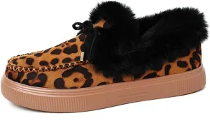 Winter Boots For Women Fashion Warm Snow Fuzzy Ankle Booties Cute Silp On Comfortable Casual Fur Lined Loafers Shoes