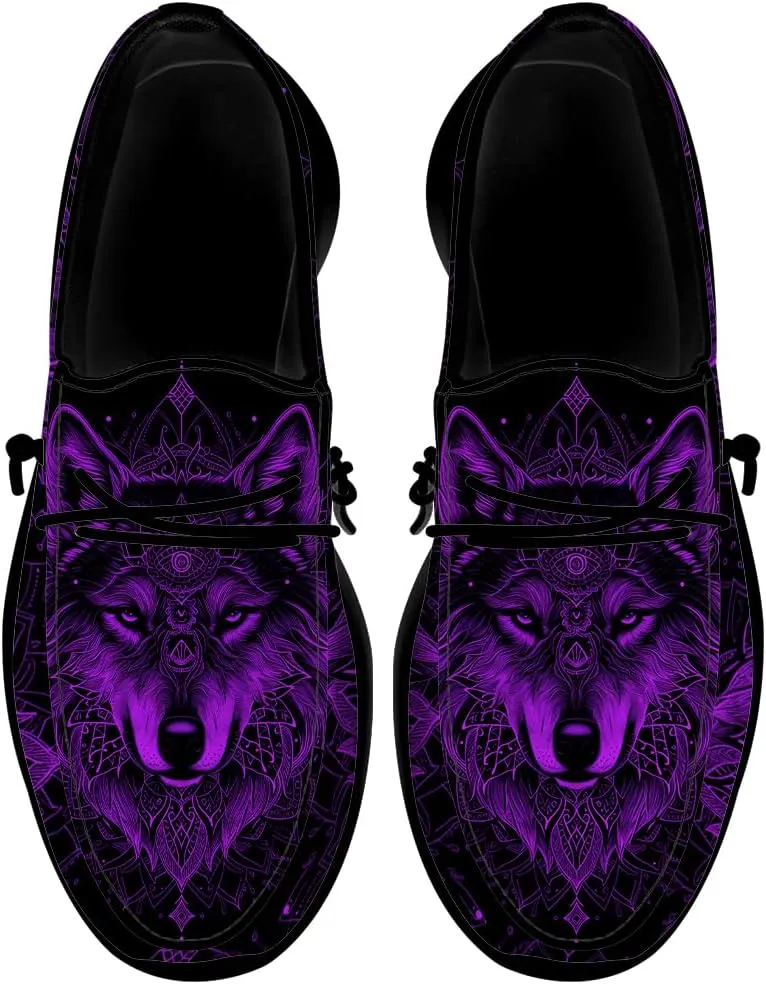 Wolf Shoes for Men Women Slip-on Loafers Mandala Print Shoes Gifts for Women Men