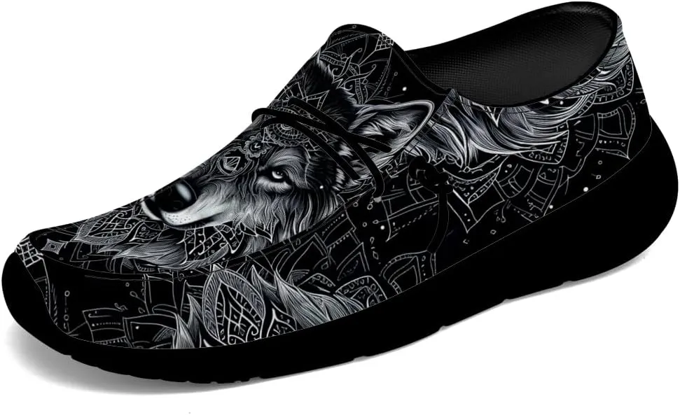 Wolf Shoes for Men Women Slip-on Loafers Mandala Print Shoes Gifts for Women Men