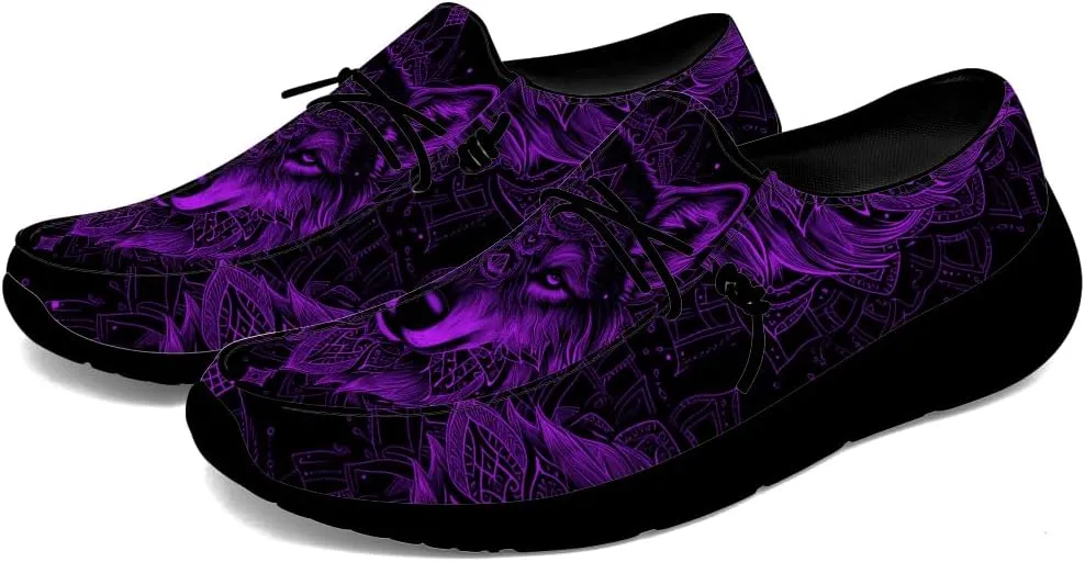 Wolf Shoes for Men Women Slip-on Loafers Mandala Print Shoes Gifts for Women Men