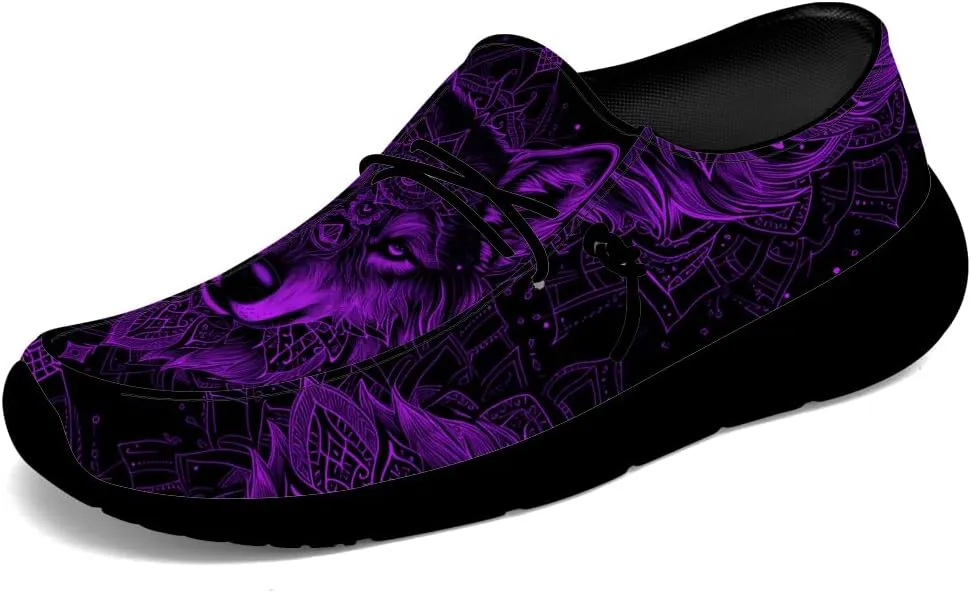 Wolf Shoes for Men Women Slip-on Loafers Mandala Print Shoes Gifts for Women Men