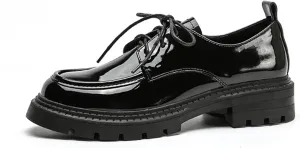 Womens Chunky Lug Sole Non-Slip Classic Oxfords Fashion Comfortable Lace-up Round-Toe Platform Loafers Casual Business Dress Oxford Shoes
