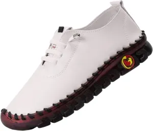 Women's Leather Soft Bottom Flat Slip-on Loafers Fashion Handmade Walking Comfort Orthopedic Relief Casual Shoes
