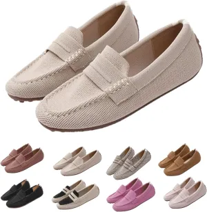 Womens Lightweight Knit LoafersSlip On Flat Comfortable Boat Loafers,Fashion Breathable Flat Shoes