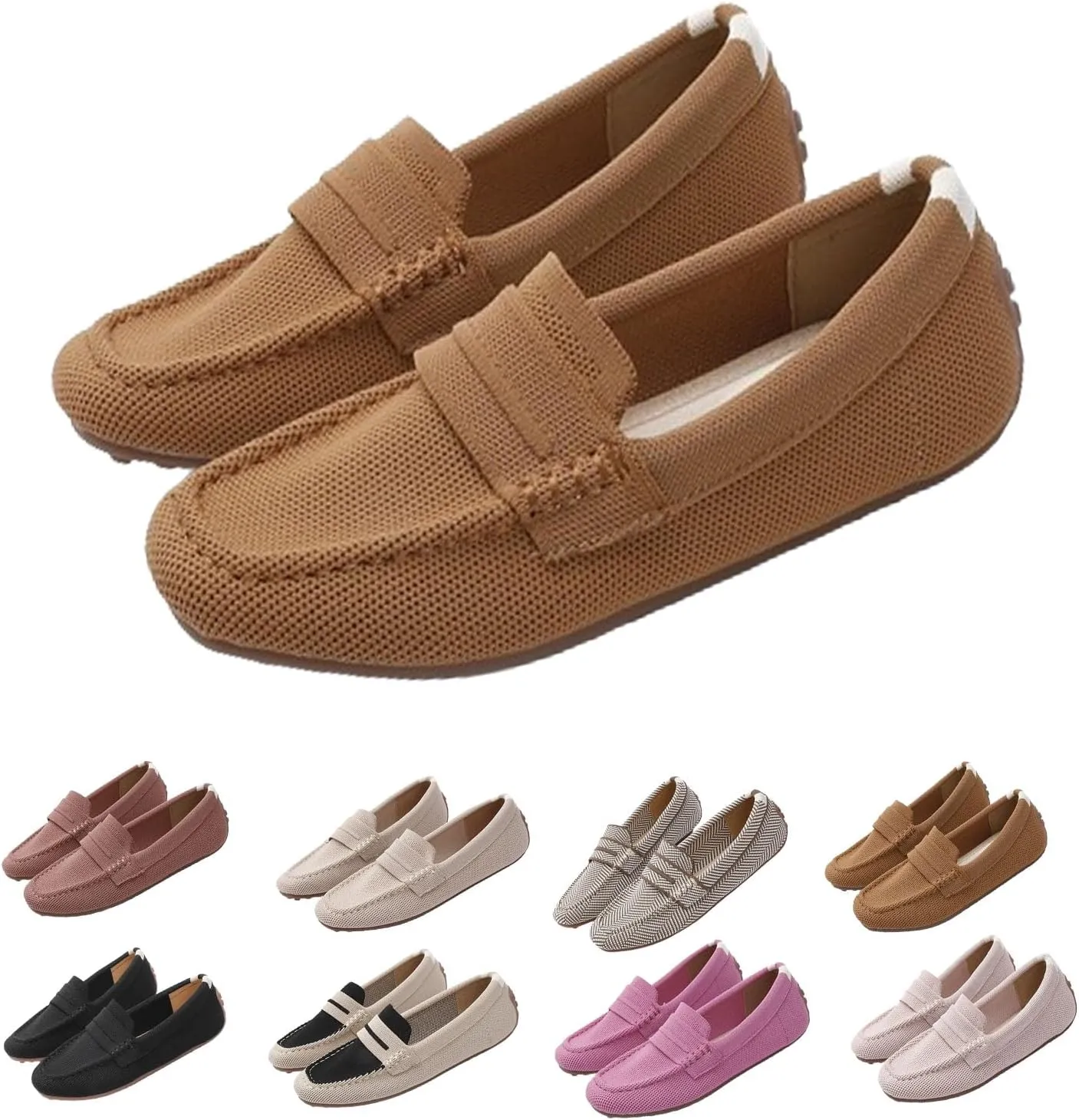 Womens Lightweight Knit LoafersSlip On Flat Comfortable Boat Loafers,Fashion Breathable Flat Shoes