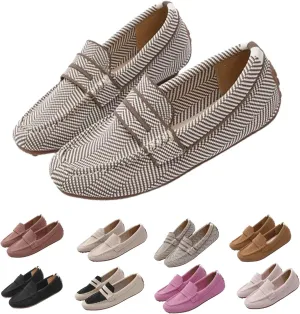Womens Lightweight Knit LoafersSlip On Flat Comfortable Boat Loafers,Fashion Breathable Flat Shoes