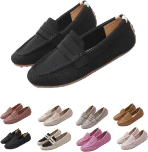 Womens Lightweight Knit LoafersSlip On Flat Comfortable Boat Loafers,Fashion Breathable Flat Shoes