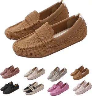 Womens Lightweight Knit LoafersSlip On Flat Comfortable Boat Loafers,Fashion Breathable Flat Shoes