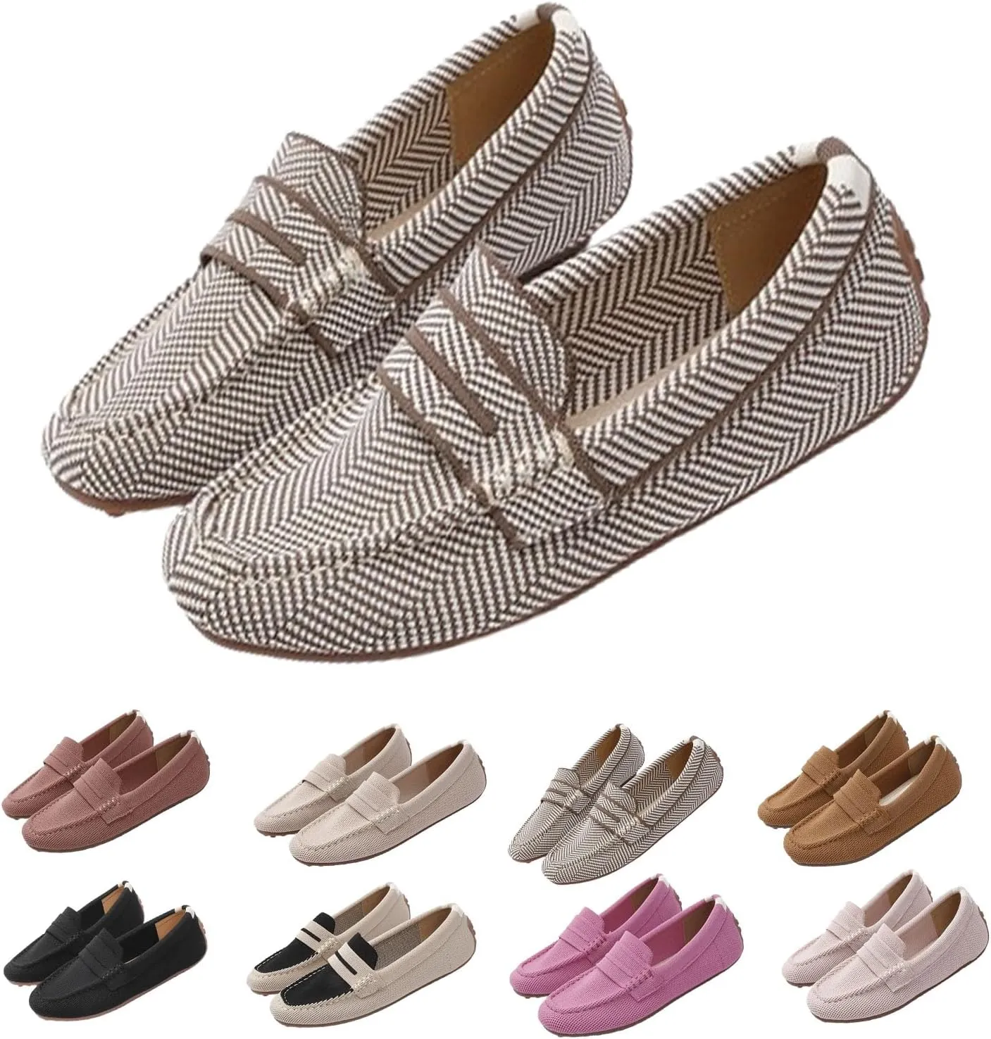 Womens Lightweight Knit LoafersSlip On Flat Comfortable Boat Loafers,Fashion Breathable Flat Shoes