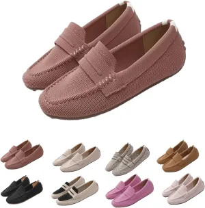 Womens Lightweight Knit LoafersSlip On Flat Comfortable Boat Loafers,Fashion Breathable Flat Shoes