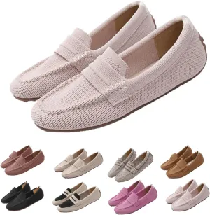 Womens Lightweight Knit LoafersSlip On Flat Comfortable Boat Loafers,Fashion Breathable Flat Shoes