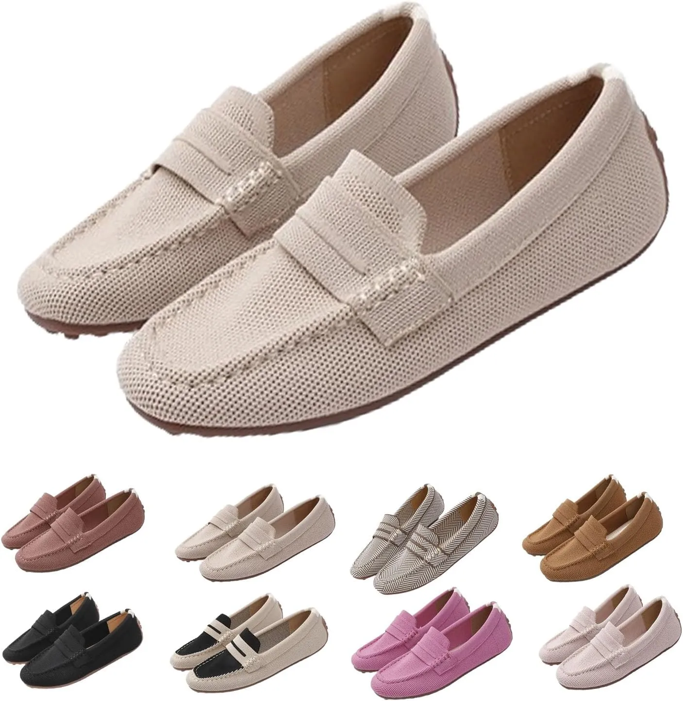 Womens Lightweight Knit LoafersSlip On Flat Comfortable Boat Loafers,Fashion Breathable Flat Shoes