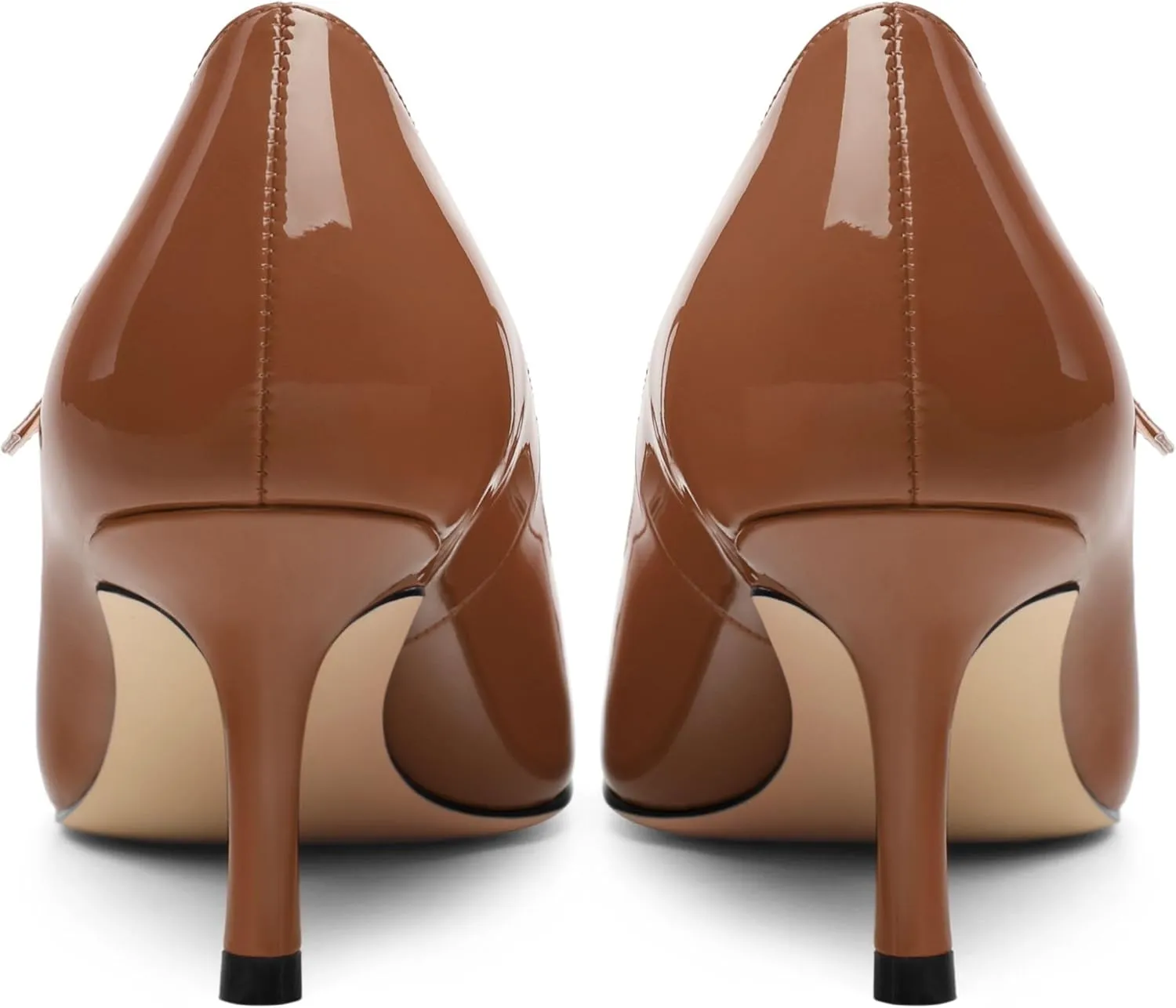 Women's Mary Jane Shoes, Pointed Toe Kitten Mid Heel Pumps with Buckle Cross Back Strap Fashion Office Dress Pumps Shoes 2.55 Inch