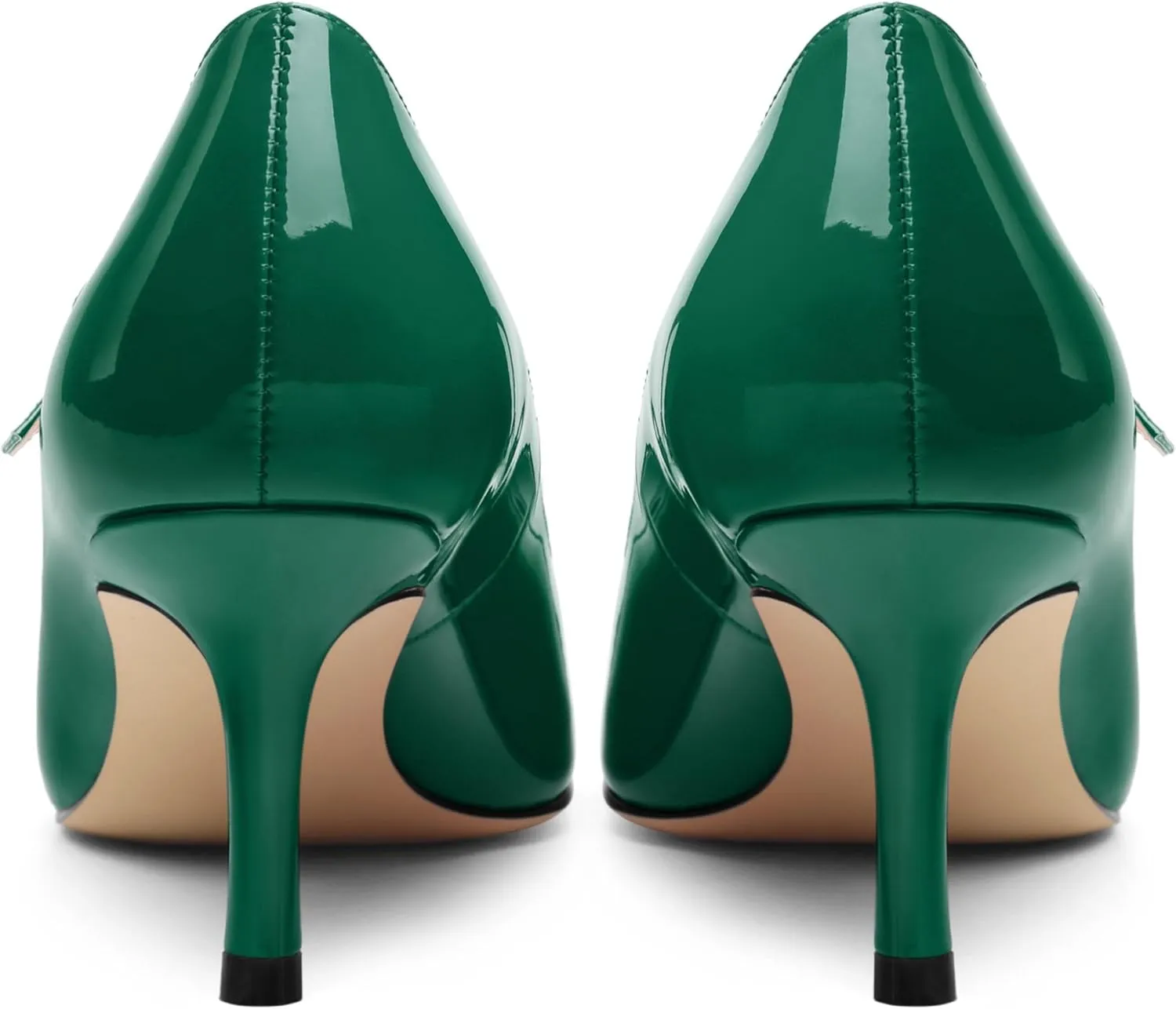 Women's Mary Jane Shoes, Pointed Toe Kitten Mid Heel Pumps with Buckle Cross Back Strap Fashion Office Dress Pumps Shoes 2.55 Inch