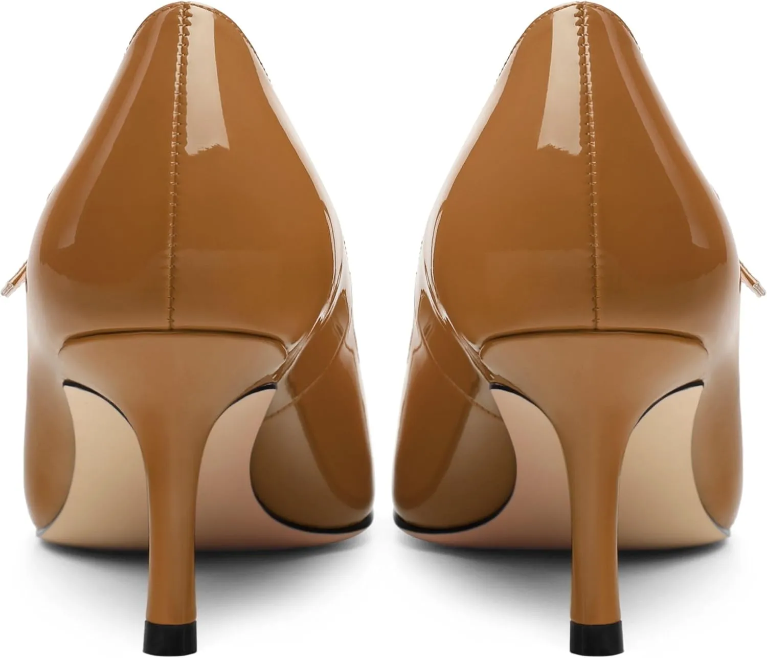 Women's Mary Jane Shoes, Pointed Toe Kitten Mid Heel Pumps with Buckle Cross Back Strap Fashion Office Dress Pumps Shoes 2.55 Inch