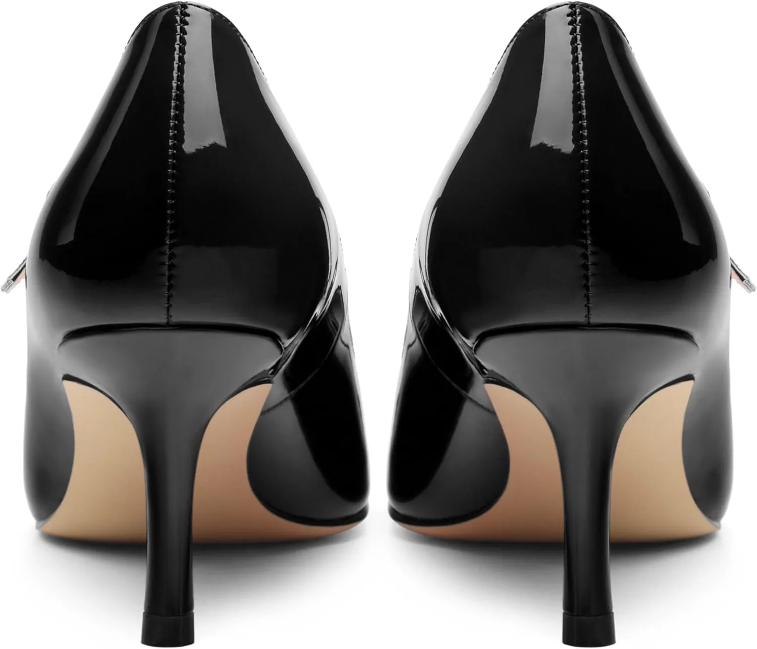Women's Mary Jane Shoes, Pointed Toe Kitten Mid Heel Pumps with Buckle Cross Back Strap Fashion Office Dress Pumps Shoes 2.55 Inch