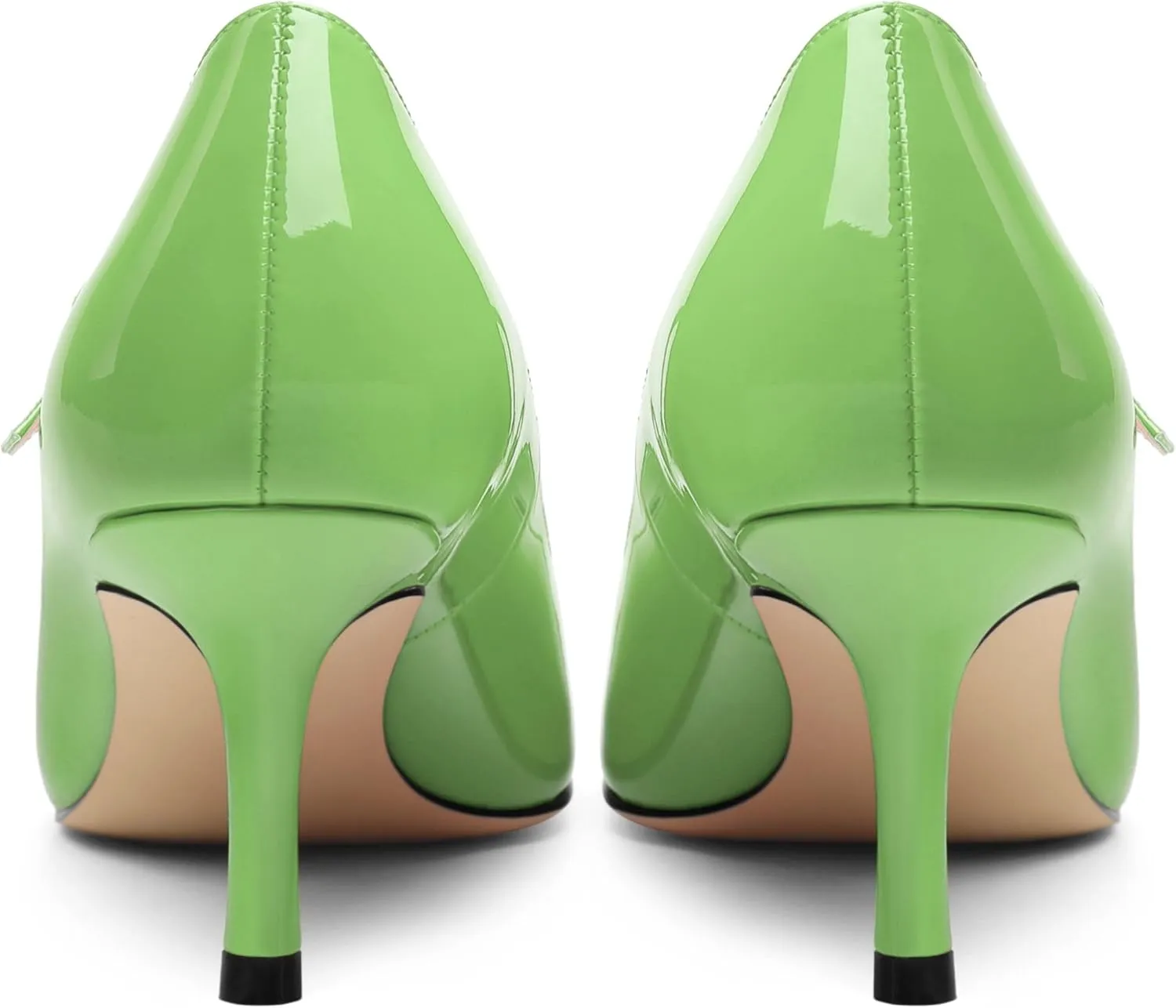 Women's Mary Jane Shoes, Pointed Toe Kitten Mid Heel Pumps with Buckle Cross Back Strap Fashion Office Dress Pumps Shoes 2.55 Inch