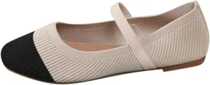 Womens Mesh Flats Shoes Breathable Slip on Shoes Casual Color Block Comfortable Walking Shoes Ballet Flats Dress Shoes