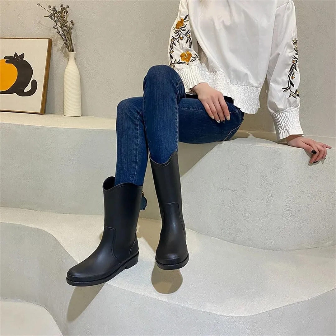 Women's Rain Boots Waterproof Garden Mid Calf Rain Shoes Anti-Slipping Rainboots For Outdoor Work