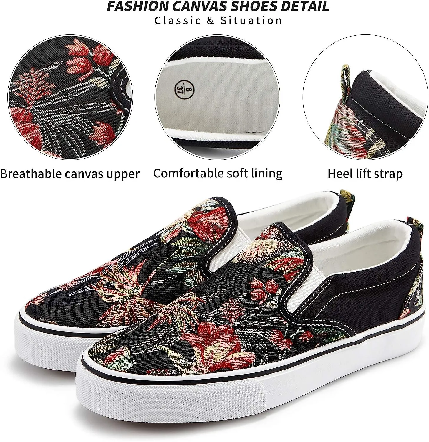Women'S Slip on Shoes Fashion Canvas Sneakers Low Top Casual Shoes Non Slip Loafers