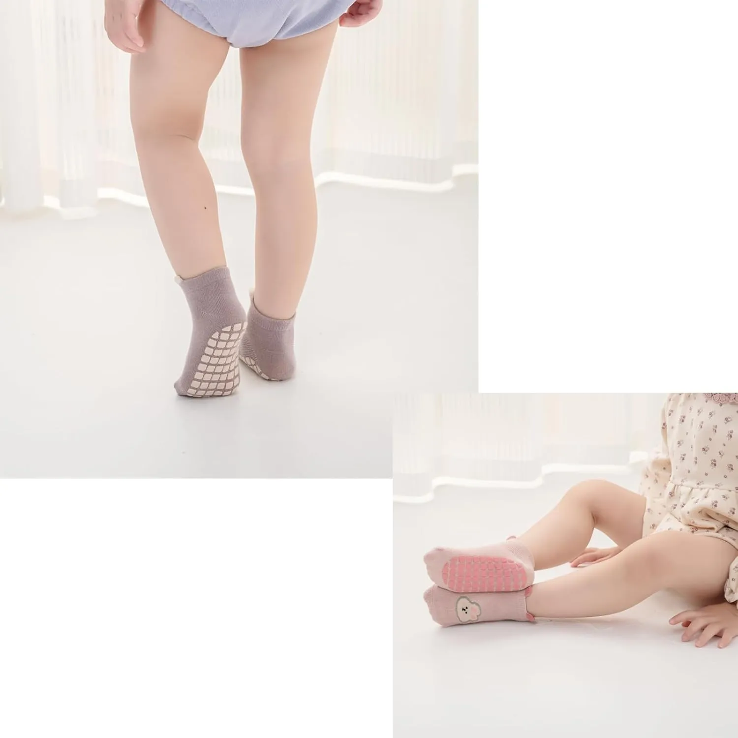 Yeshsore Baby Socks with Grips,Toddler Kids Cartoon Floor Ankle Non Slip Socks 5 Pairs