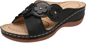 ZSpzx Sandals For Women 2025,Orthopedic Dressy Summer Womens Hollow Flower Comfortable Sandals Arch Support Casual Wedge Sandals Sandalias OrtopDicas Para Mujer Beach Slide Walking Flip Flops